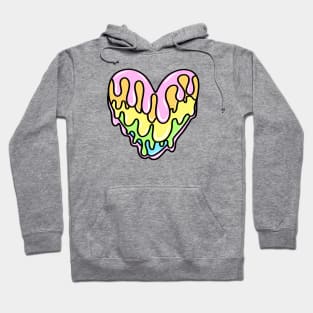 Drippy Melting Pastel Rainbow Heart Cartoon, made by EndlessEmporium Hoodie